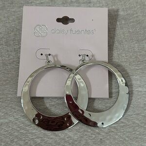 Daisy Fuentes Silver Hoop Drop Dangle Earrings